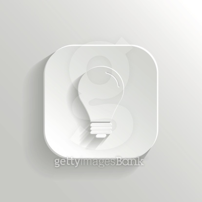 Light bulb icon - vector white app button (179575676) 일러스트, 무료 일러스트 ...