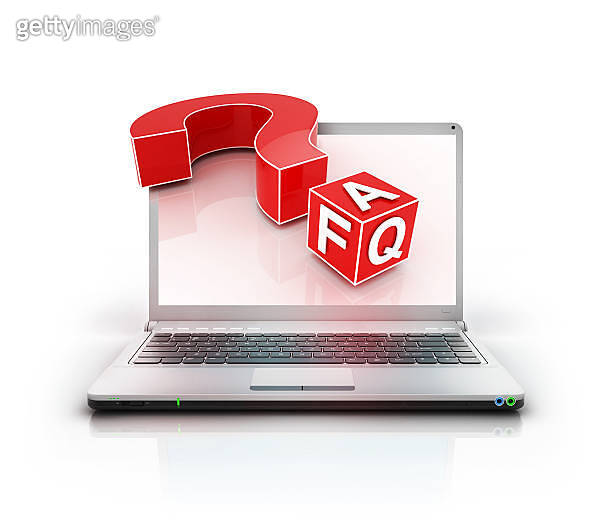 faq or question mark icon on a laptop pc screen (180832700) - 게티이미지뱅크