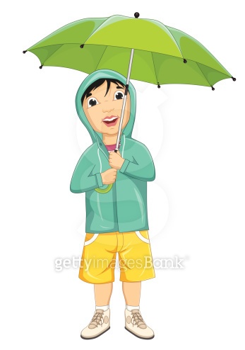 Vector Illustration Of A Little Boy Holding Umbrella (508963835) 일러스트 ...