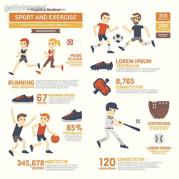 Sport and Exercises Infographics (483630647) 일러스트, 무료 일러스트 - 게티이미지뱅크