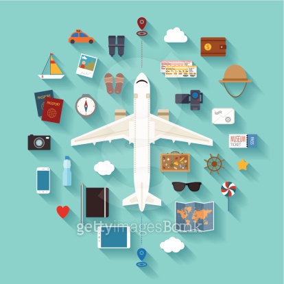 Vector modern flat style icons set for tourism industry. (503600849 ...
