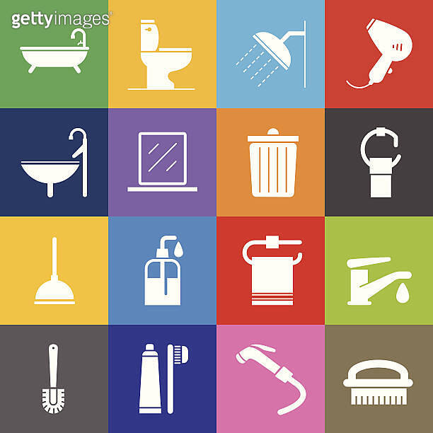 Bathroom Icons and Color Background (466766353) 일러스트, 무료 일러스트, 아이콘, 무료 ...
