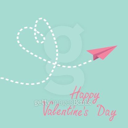 Origami paper plane. Dash heart in the sky. Valentines Day (466582899 ...