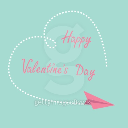 Flying paper plane. Dash heart in the sky Valentines Day (466582903 ...