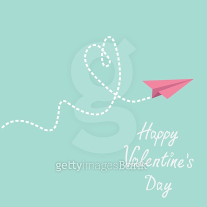 Origami paper plane. Dash heart. Happy Valentines day (466583219) - 게티이미지뱅크