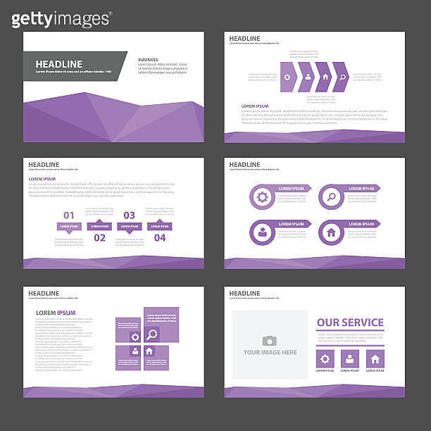 Purple polygon Presentation Infographic Templates flat design set ...