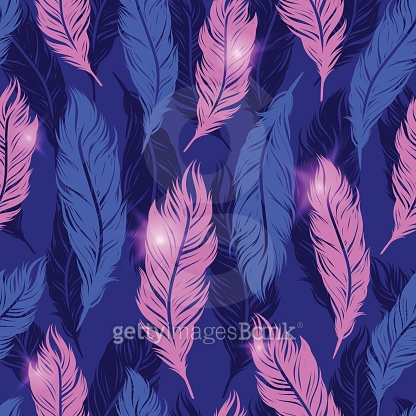 Abstract art Deco seamless pattern with feathers symbols (484582086 ...