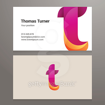 Modern letter t twisted Business card template (498908312) 일러스트, 무료 ...