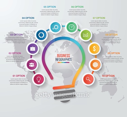 Vector idea light bulb circle infographic template (535503634) 일러스트, 무료 ...