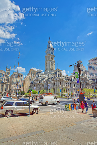 Philadelphia City Hall with William Penn sculpture on the Tower ...