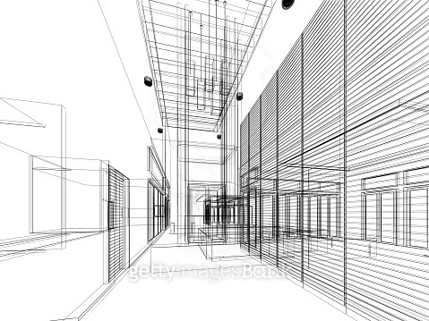 sketch design of interior hall (523492942) - 게티이미지뱅크