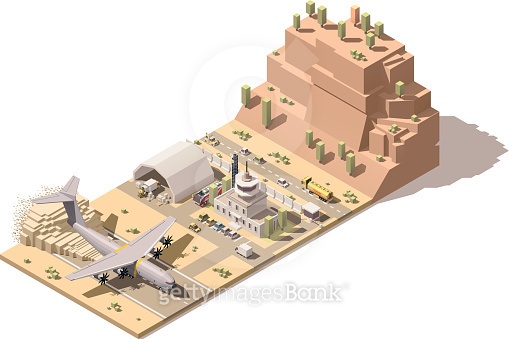 Vector isometric low poly desert airport terminal building (542727176 ...