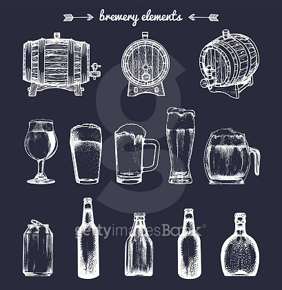 Vector set of vintage brewery elements. Collection of beer,lager,ale ...