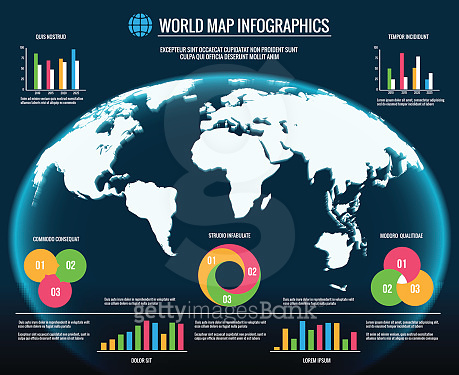 Map infographics. 3d world maps graphic design templates vector ...