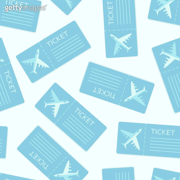 Airline boarding pass seamless pattern over white. Vector illustration ...