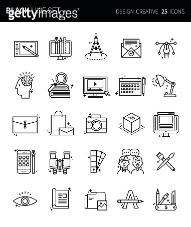 Modern thin black line icons set of design creative. Premium quality ...