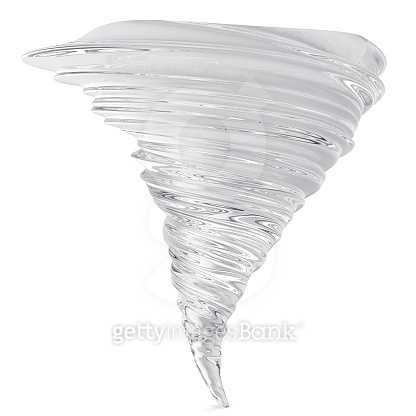Realistic tornado swirl isolated on white background, 3D rendering ...