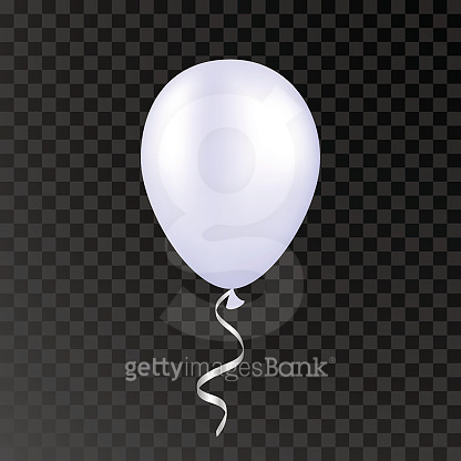 Vector white balloon on a transparent background. 3d realistic happy ...
