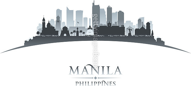 Manille Philippines City Skyline Avec Des Bâtiments De Couleur Isolés