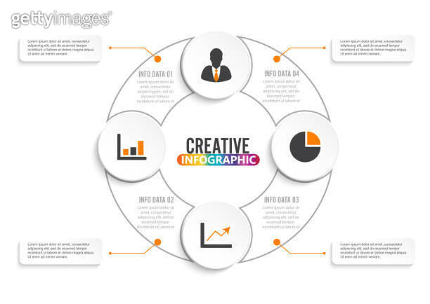Vector infographic circle template with 4 steps, parts, options ...