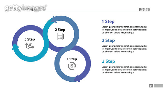 Three step process chart slide template (838107204) 일러스트, 무료 일러스트, 아이콘 ...