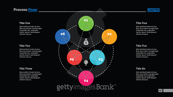 Six Elements Flowchart Slide Template (682555450) - 게티이미지뱅크