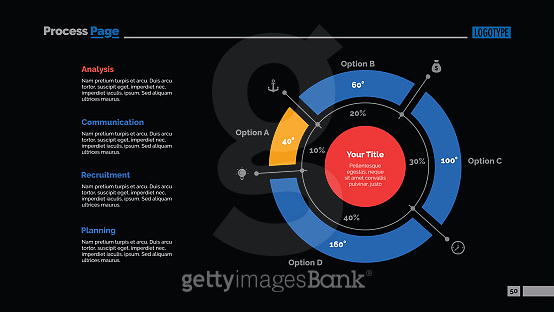 Four Sectors Doughnut Chart Slide Template (682555298) 일러스트, 무료 일러스트 ...