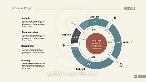 Four Sectors Doughnut Chart Slide Template (670807276) 일러스트, 무료 일러스트 ...