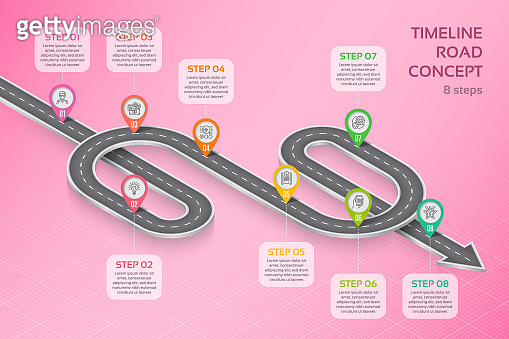 Isometric navigation map infographic 8 steps timeline concept ...