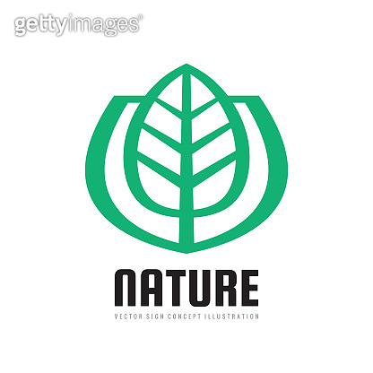 Nature vector sign template concept illustration in flat style. Green ...