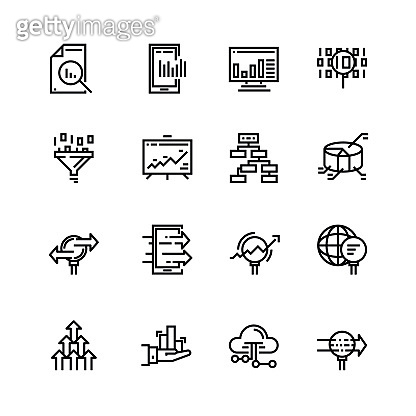 Simple set of Data Analysis Related Vector Line Icons. Contains such ...