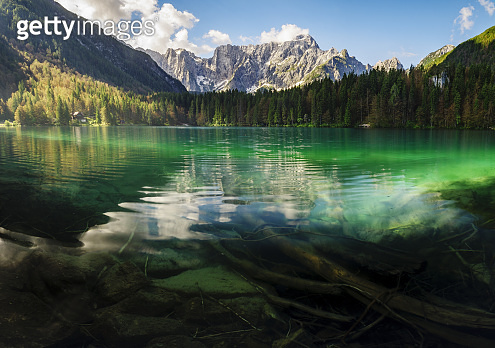 High resolution panorama of the Laghi di Fusine alpine lake in the ...