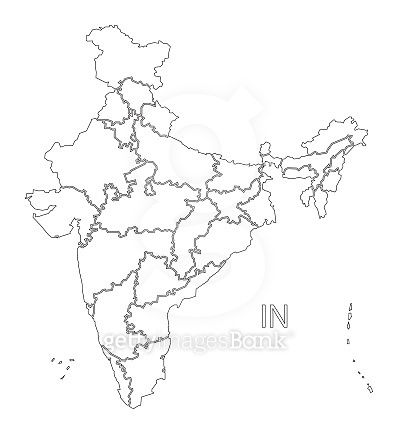 India outline silhouette map illustration with states (661477426) 일러스트 ...