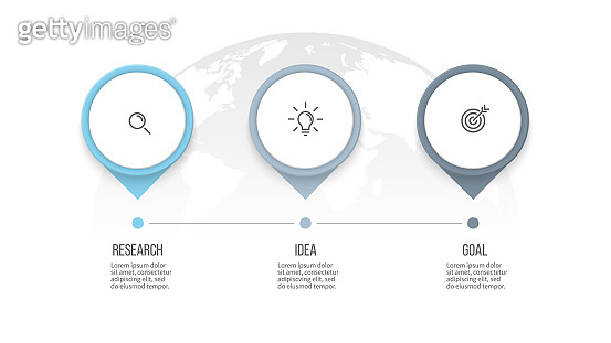 Business process. Timeline infographics with 3 steps, options, arrows ...