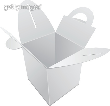 Blank Kraft Paper Gift box mockup. White Container with handle. Vector ...