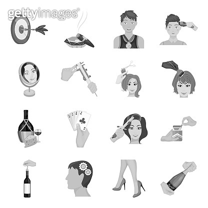 Manipulation by hands monochrome icons in set collection for design ...