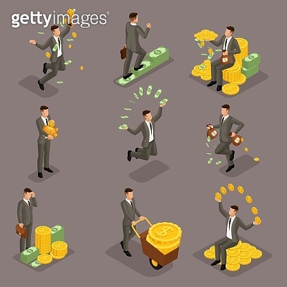 Trendy isometric people, 3d businessman, concept with young businessman ...