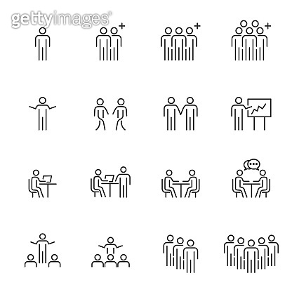 People Icons Line work group Team Vector, Business Meeting ...