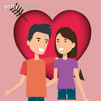 lovers couple with heart and arrow (978957980) - 게티이미지뱅크