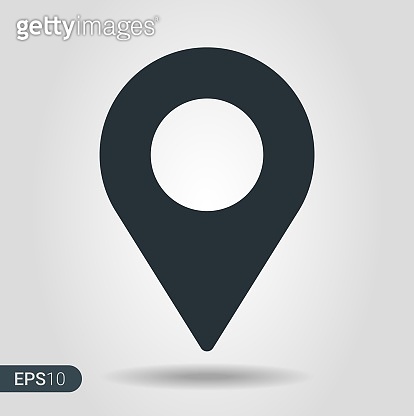 Vector icon search map black pin Flat design Map pin dark style modern ...