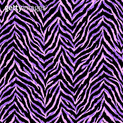 Neon purple and pink zebra fur texture seamless pattern. Exotic animal ...