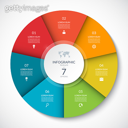 Vector infographic circle. Cycle diagram with 7 options. Can be used ...