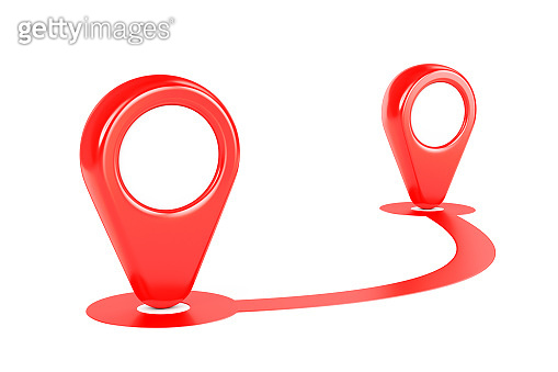 Red GPS map path and two pointers (1078032130) 아이콘, 무료 아이콘 - 게티이미지뱅크
