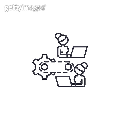Work process linear icon concept. Work process line vector sign, symbol ...