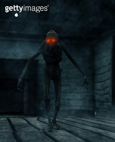 3d rendering of a scary monster creatures in a haunted house (953460082 ...