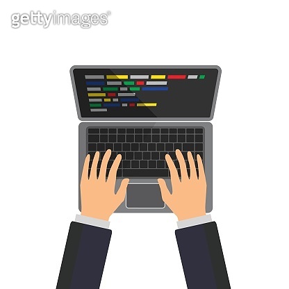 Hands typing code on the keyboard (1066691038) 일러스트, 무료 일러스트 - 게티이미지뱅크