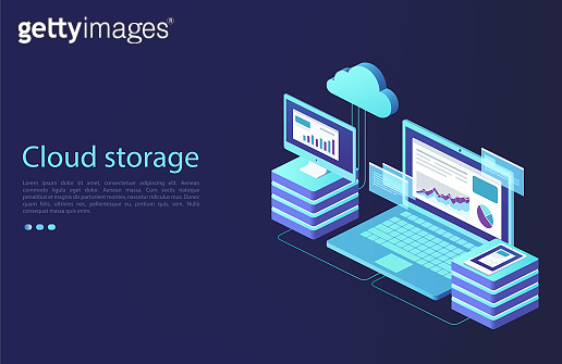 Data center with digital devices. Concept of cloud storage, data ...
