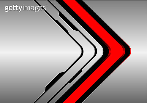 Abstract red arrow direction on silver black line design modern ...
