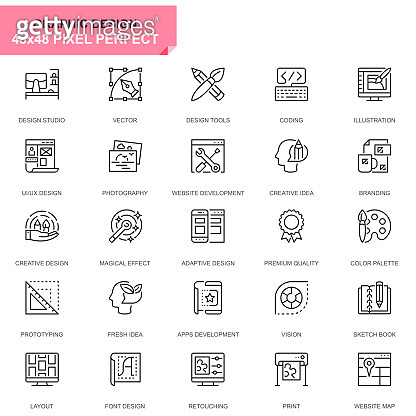 Simple Set Web and Graphic Design Line Icons (940557100) 일러스트, 무료 일러스트 ...