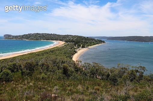 View to Pittwater and Peninsula Palm beach Sydney at Tasman Sea ...